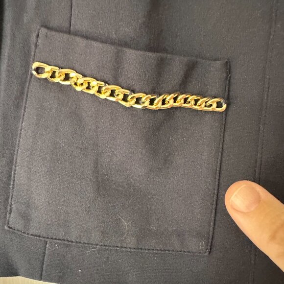 Navy Blue Blazer with Gold Chain Accents - Picture 6 of 7